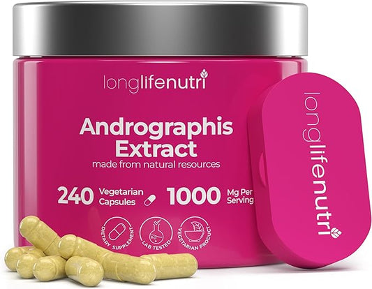 Andrographis Extract 1000mg - Advanced Formula, 240 Vegetarian Capsules, 4-Month Supply - Andrographis Paniculata Aerial Parts for Immune Health, Organic Supplement