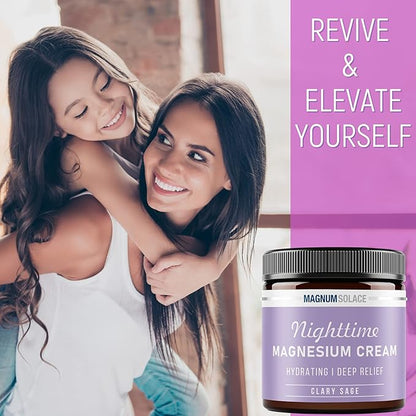 Magnesium Lotion – Nighttime Magnesium Cream – Apply to Legs, Arms or Chest - Topical Magnesium Chloride – USA Made and Safe for Kids (Clary Sage)