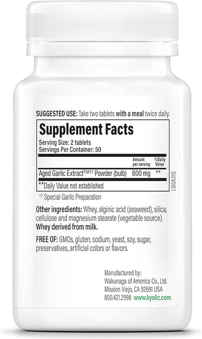 Kyolic Aged Garlic Extract Formula 100, Original Cardiovascular, 100 Tablets (Packaging May Vary)
