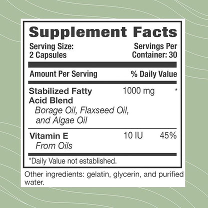 Optimal Health Systems EFA | 1,000 mg from Borage, Flaxseed, and Algae Oil | Safer, Plant-Based Blend | Essential Fatty Acid Supplement | 60 Capsules