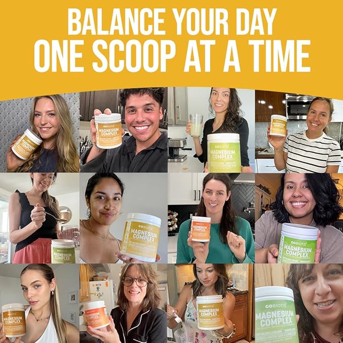 GoBiotix Magnesium Glycinate Powder – Cortisol Supplement for Women and Men – High Absorption Magnesium Complex Calm Supplement with Citrate, Malate – Sugar Free – 420 mg, 60 Servings, Honey Citrus