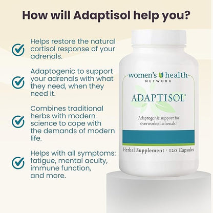 Women's Health Network Adaptisol™ - Helps Normalize Cortisol Function and Relieve Adrenal Fatigue & Stress Response - 120 Capsules (30 Day Supply)