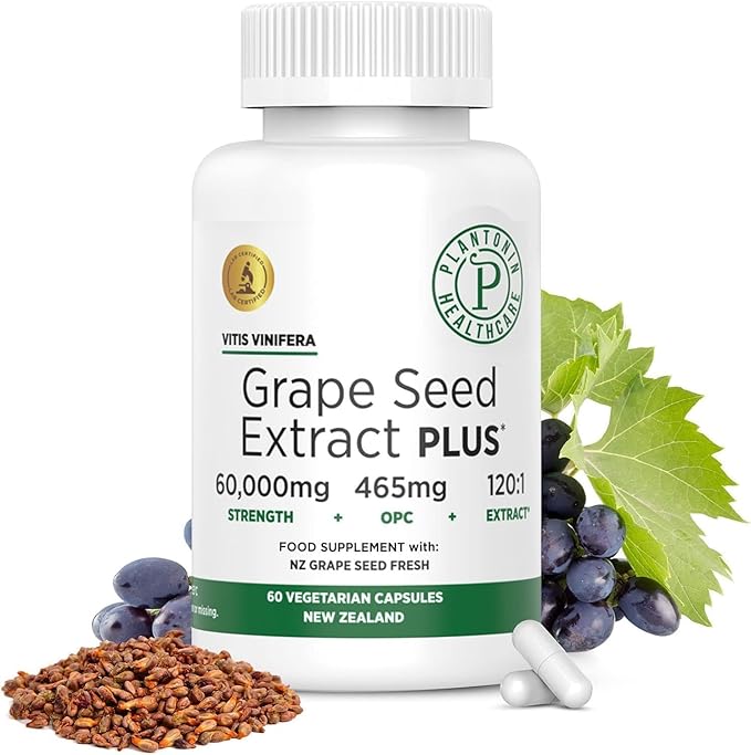 Grape Seed Extract 500 mg with 93% Polyphenols - 120:1 60,000mg Strength, 60 Capsules - 2 Months Supply - GMO & Gluten Free - Polyphenols Extracts