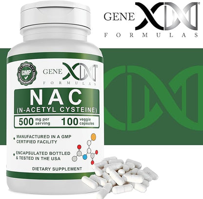 Genex Formulas NAC 500mg (100 Capsules) N-Acetyl Cysteine, Supports Liver Health - Non-GMO, Gluten Free, Vegan (3 Month Supply)
