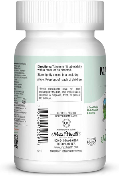 MaxiVite - No Iron - One a Day Multi Vitamin, 90 Tabs - Gluten Free - Kosher