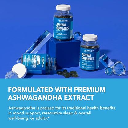Ashwagandha Gummies for Stress & Mood Support - Vegan, Non-GMO Supplement for Calm & Relaxation - Withania Somnifera for Enhanced Sleep Quality & Emotional Balance - 1-Month Supply, Strawberry Flavor