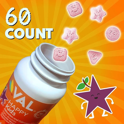 VAL Magnesium for Kids | High-Absorption Magnesium for Calm, Relaxation & Focus | Mg Glycinate, Citrate & Taurate | with Vitamin B6, D & C | Sugar-Free, Non-GMO | 60 Chewable Tablets