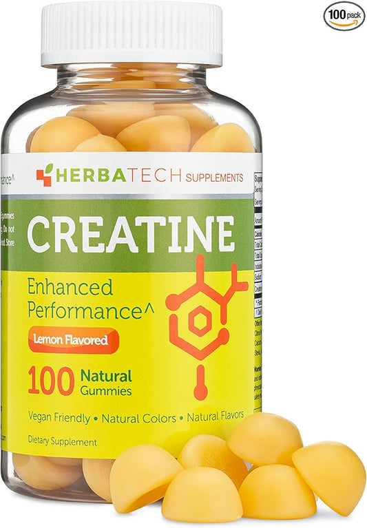 Creatine Monohydrate Gummies for Men and Women (100 Count, Large Bottle Size, 5,000 mg) Natural Chew Bulk Size Made in The USA