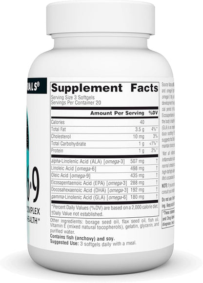 Source Naturals Omega 3-6-9, Essential Fatty Acid Complex for Heart and Brain Health* - 60 Softgels