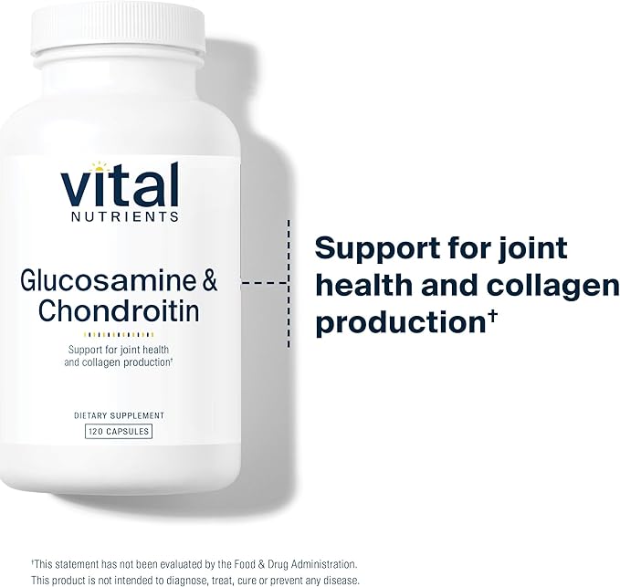 Vital Nutrients Glucosamine & Chondroitin | Healthy Cartilage, Mobility, and Joint Support Supplement | Gluten, Dairy, Soy Free | Non-GMO | 120 Capsules