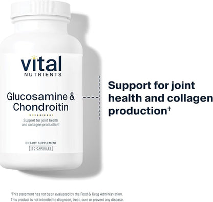 Vital Nutrients Glucosamine & Chondroitin | Healthy Cartilage, Mobility, and Joint Support Supplement | Gluten, Dairy, Soy Free | Non-GMO | 120 Capsules