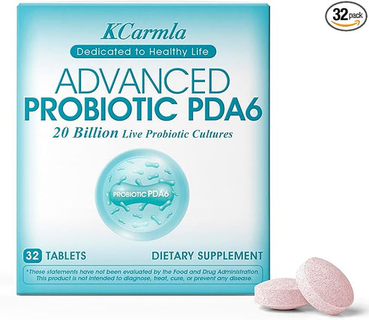Advanced Probiotic PDA6 - Natural Sleep & Mood Support, Great Tasting Supplement for Men and Women, 32 Tablets for Daily Wellness and Digestive Health - 20 Billion CFU Probiotics- (32)