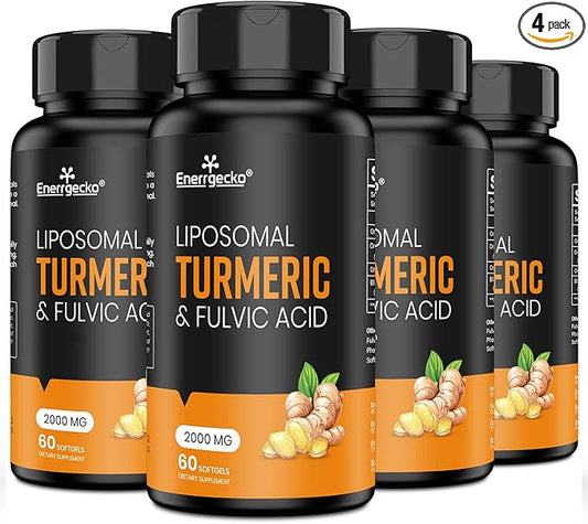 2000 mg Liposomal Turmeric Curcumin with Black Pepper & Ginger for Superior Absorption with Fulvic Acid and Humic Acid (60 Count (Pack of 4))