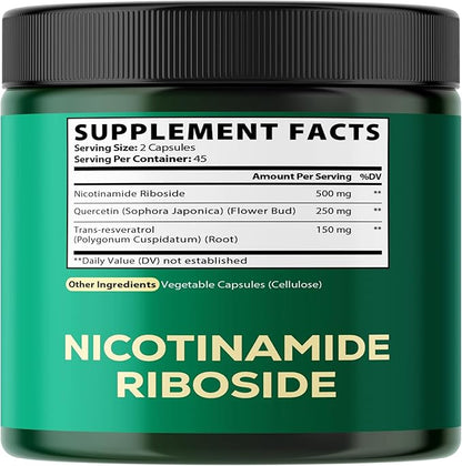 Satoomi NAD+ Supplement with Liposomal Nicotinamide Riboside 900 mg NR, Resveratrol, Quercetin - Cellular Energy & Repair, Vitality, Healthy Aging - 90 Count