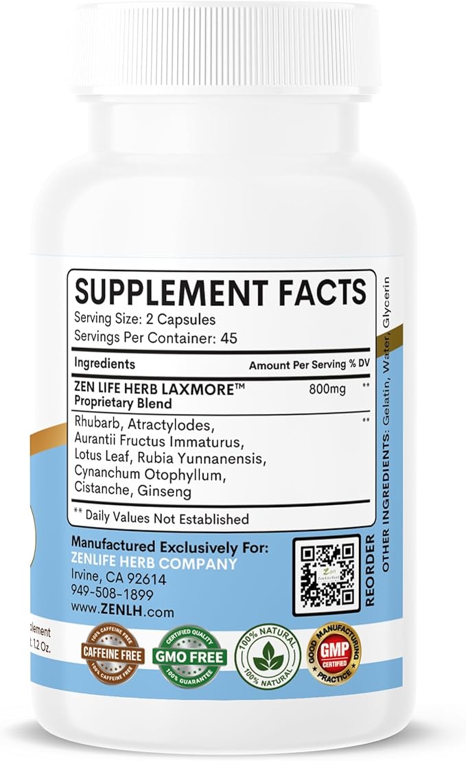 LAXMORE I Poop More Max Strength 100% Natural Plant-Based Supplement (90 Capsules)