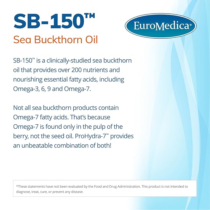 Euromedica ProHydra-7 - Dietary Supplement with Essential Fatty Acids - Nutritional Supplement to Support Skin Health with Sea Buckthorn, Berry Pulp & Seed Oil - 60 Softgels