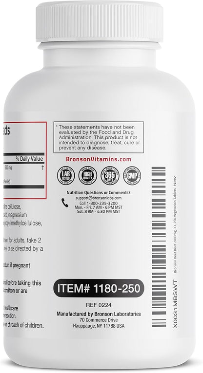 Bronson Beet Root Extra Strength, Non-GMO, 250 Vegetarian Tablets