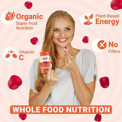 Juce Fruit Gummies with Peach Flavor - Superfood Gummies Delights for Optimal Health By Terra Kai Organics