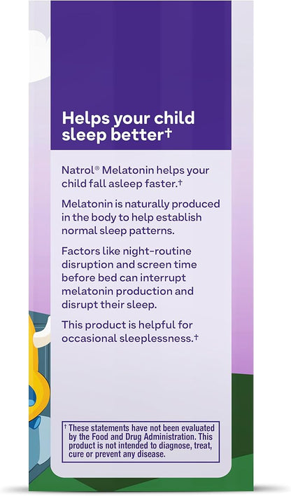 Natrol Kids Fast Dissolve Melatonin 1 mg, Dietary Supplement for Restful Sleep, Sleep Tablets for Kids, 30 Strawberry-Flavored Melatonin Tablets, 30 Day Supply