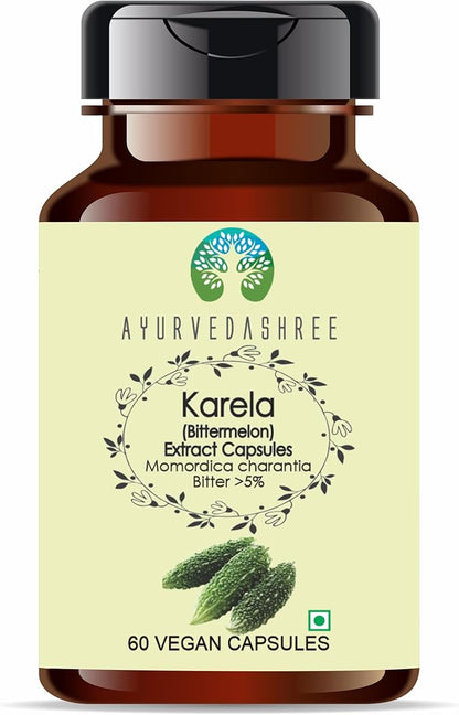 Karela Extract 500mg - 60 Vegetarian Capsules|Momordica Charantia| All Natural | 100% Vegan | Gluten-Free | GMP Certified