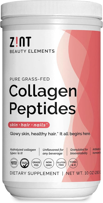 Zint Collagen Peptides Powder (10 Ounce): Hydrolyzed Collagen Protein Hydrolysate Beauty Supplement - Keto Friendly, Paleo Friendly