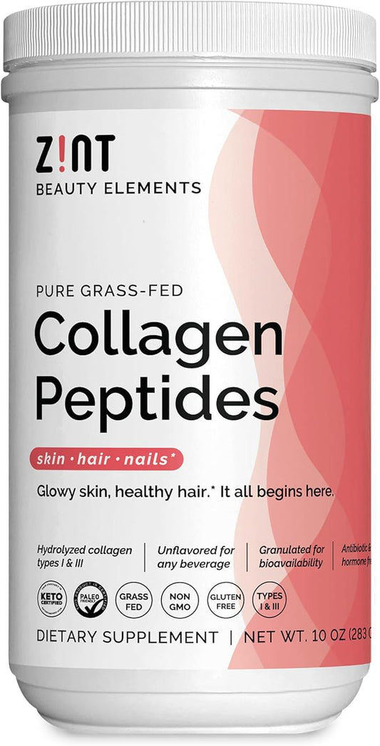Zint Collagen Peptides Powder (10 Ounce): Hydrolyzed Collagen Protein Hydrolysate Beauty Supplement - Keto Friendly, Paleo Friendly