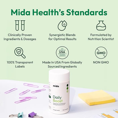Daily Boost 3-in-1 Weight Loss, Energy, & Focus Support | 7-Keto DHEA (200mg) Thermogenic with Natural Caffeine, CoQ10, B12, Ginkgo Biloba, Ginseng, L-Theanine, Folate | 30 Servings