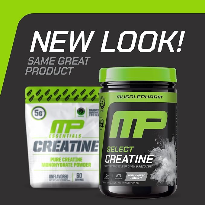 MusclePharm Essentials Creatine Monohydrate Powder, Pre Workout Muscle Builder & Post Workout Muscle Recovery Supplement, Ultra-Pure 100% Monohydrate Creatine Powder, 60 Servings, Unflavored