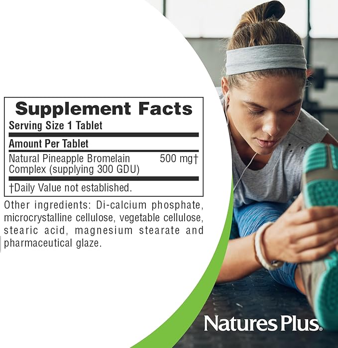 Natures Plus Bromelain - 500 mg - Natural Proteolytic Supplement - 60 Vegetarian Tablets (60 Servings)