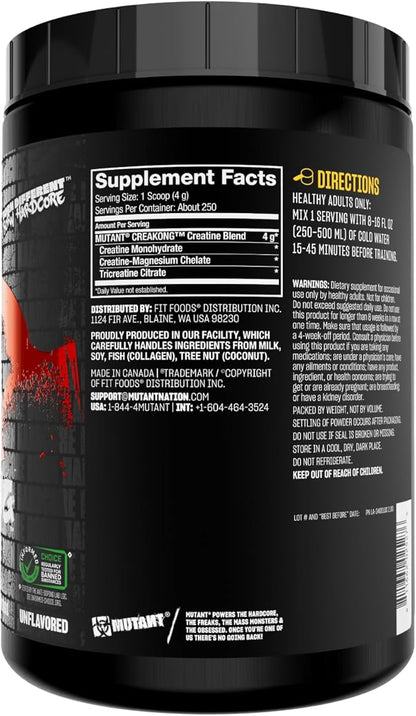 Mutant CREAKONG – Advanced Creatine Supplement with Triple Creatine Blend for Muscle Strength, Size & Performance – Unflavoured, Banned Substance Tested – 300g (75 Servings)