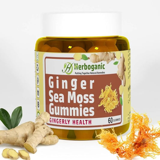 Ginger Sea Moss Gummies - Herbal Support for Immune & Digestive Health - Plant-Powered, Gluten-Free & Vegan-Friendly - 60 Count
