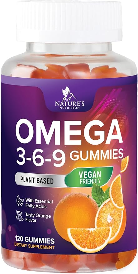Omega 3 6 9 Vegan Gummies - Triple Strength Omega 3 Supplement Gummy - Essential Oil 369 Heart Support and Brain Support for Women, Men & Pregnant Women, Non-GMO, Orange Flavor - 120 Gummies