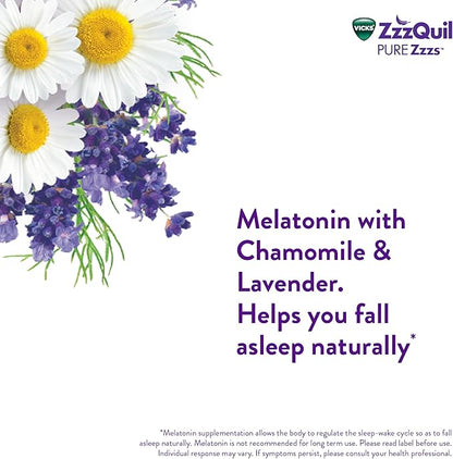 ZzzQuil PURE Zzzs Melatonin Gummies, Sleep Aid, Melatonin 2mg, with Chamomile & Lavender, Melatonin Sleep Gummies, Sleep Aids for Adults, Wildberry Vanilla Flavored, 24 Sleep Gummies