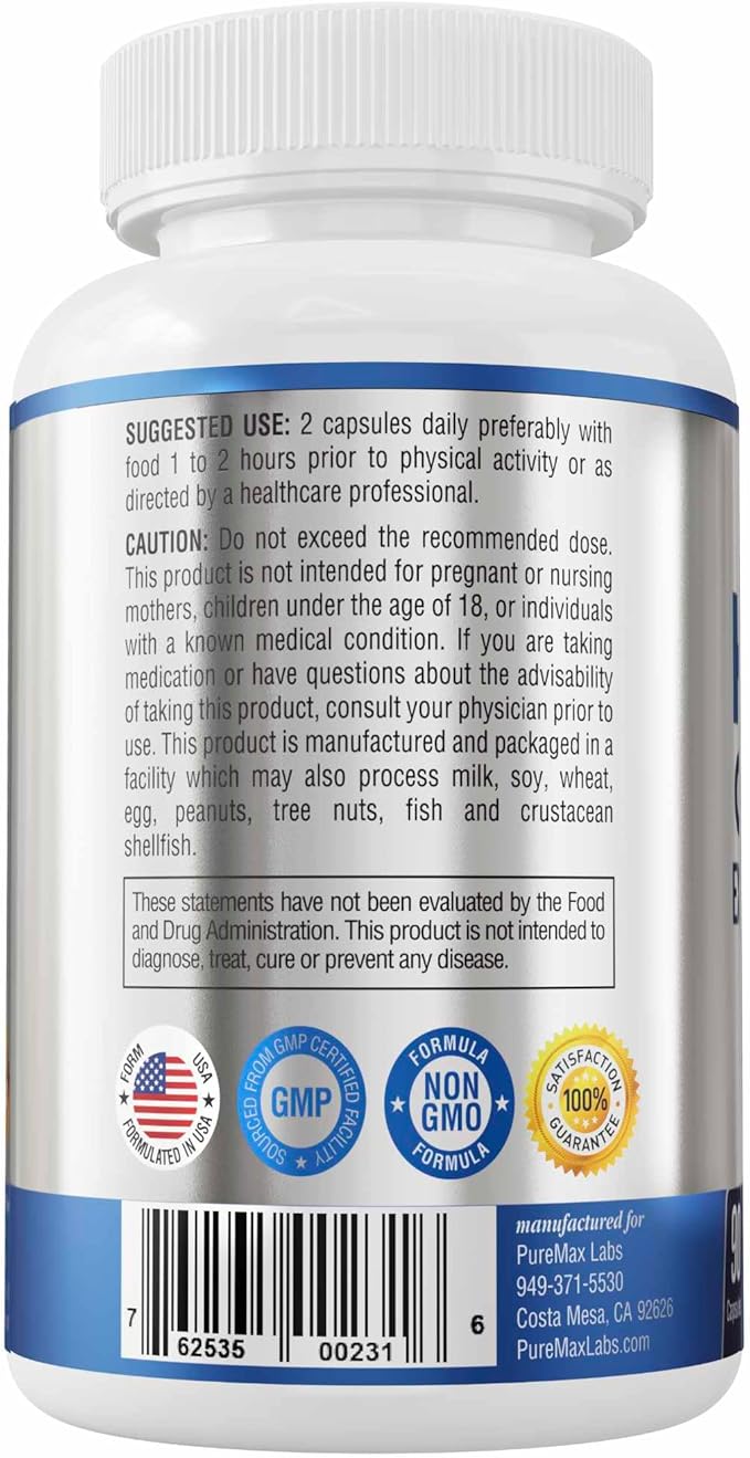 Horny Goat Weed 1590mg Extra Strength w. Maca, L-Arginine, Ginseng, Boost Performance, Stamina, Energy, Non-GMO Formula, 90 Capsules