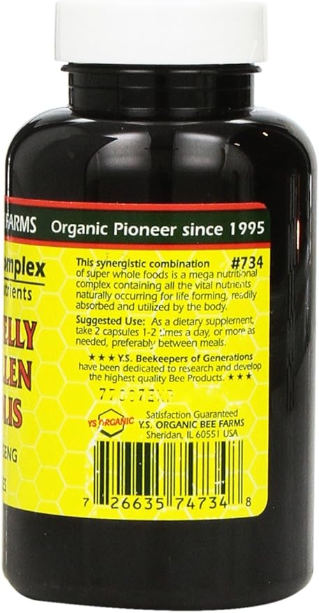 Y.S. Eco Bee Farms, (4 Pack) Royal Jelly, Bee Pollen, Propolis, Plus Korean Ginseng, 90 Capsules