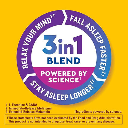 Nature Made Wellblends Sleep Longer, Melatonin 10mg, L theanine 100 mg, and GABA 100mg, Sleep Supplement, 35 Tri-Layer Tablets