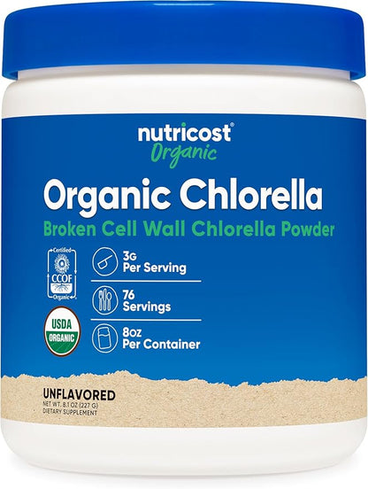 Nutricost Organic Chlorella Powder 8oz - 3000mg Per Serving - Non-GMO, Gluten Free