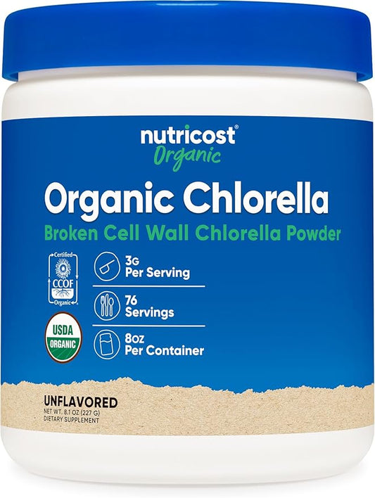 Nutricost Organic Chlorella Powder 8oz - 3000mg Per Serving - Non-GMO, Gluten Free