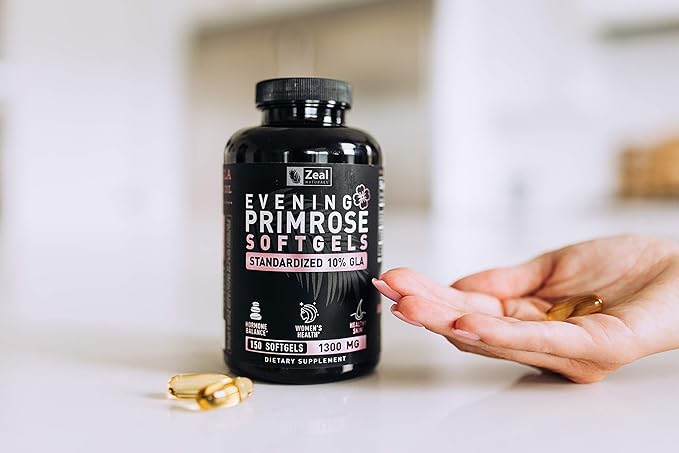 Evening Primrose Oil Capsules (150 Liquid Softgels | 1300mg) Premium Evening Primrose Oil – Natural-Sourced Hormone Support Supplement for Women - Cold Pressed w. 10% GLA