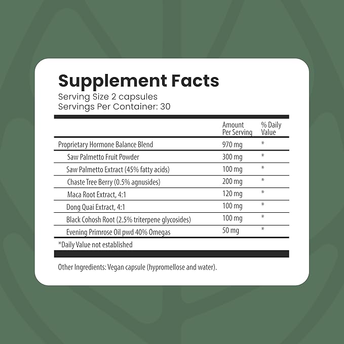 The Spa Dr. Hormone Balance for Women - Menopause Supplements for Women with Saw Palmetto, Chaste Tree Berry, Dong Quai for Night Sweats, Hot Flashes & Mood Swings - Menopause Support - 60 Capsules