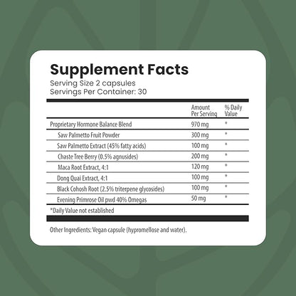 The Spa Dr. Hormone Balance for Women - Menopause Supplements for Women with Saw Palmetto, Chaste Tree Berry, Dong Quai for Night Sweats, Hot Flashes & Mood Swings - Menopause Support - 60 Capsules