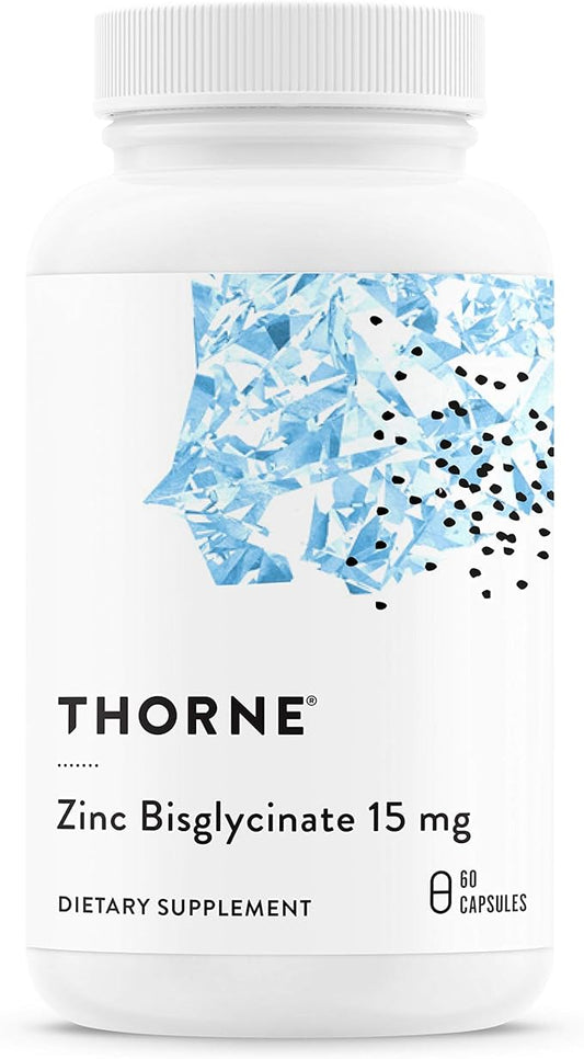 THORNE Zinc Bisglycinate 15mg - Daily Support for Skin, Eye & Immune System Health* with Zinc Supplement Capsules - 60 Capsules