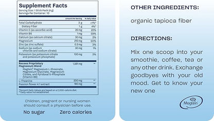 Recess Mood Powder, Calming Magnesium L-Threonate Blend with Passion Flower, L-Theanine, Electrolytes, Magnesium Calm Support Powder Supplement