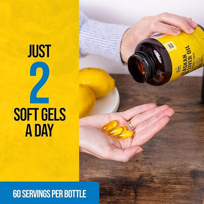 On Target Living Alaskan Cod Liver Oil 120 Soft Gels | Line Caught in The USA | Naturally Occurring Vitamin D | Rich in Omega 3 DHA/EPA