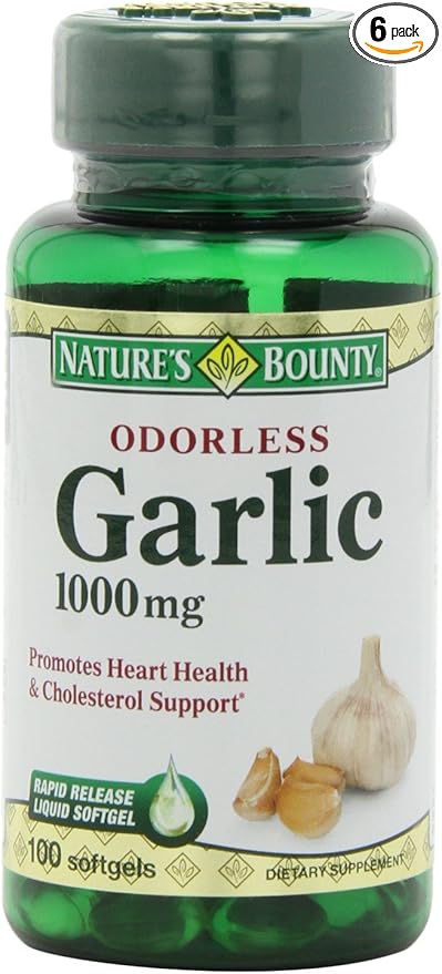 Nature's Bounty Garlic Extract 1000 mg, 100 Rapid Release Softgels (Pack of 6)