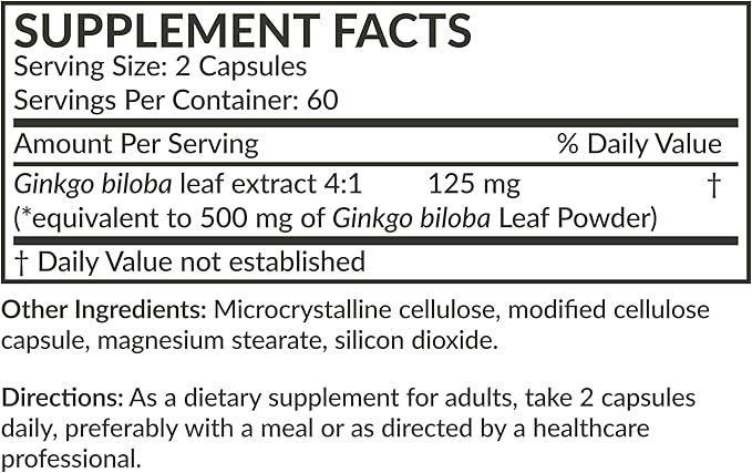 Futurebiotics Ginkgo Biloba Extra Strength Supports Brain Function & Memory Support, 120 Vegetarian Capsules