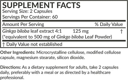 Futurebiotics Ginkgo Biloba Extra Strength Supports Brain Function & Memory Support, 120 Vegetarian Capsules