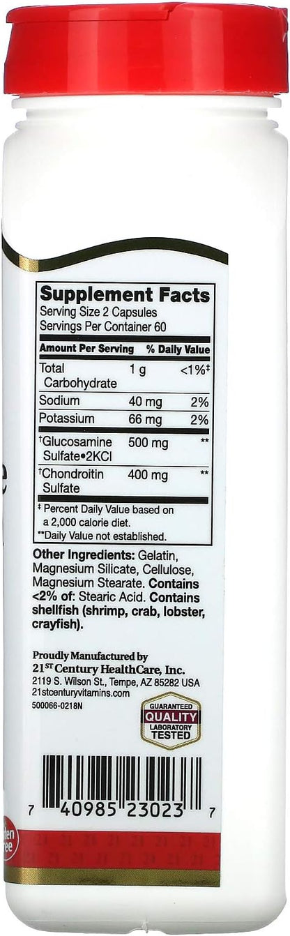 21st Century Glucosamine 250 mg and Chondroitin 200 mg Capsules, 120 Count
