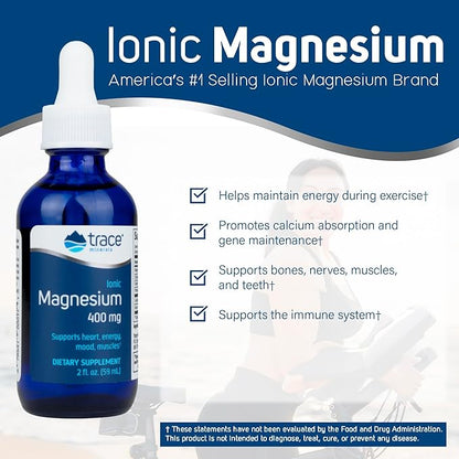 Trace Minerals | Liquid Ionic Magnesium 400 mg | 2 fl oz - Pack of 1 (32 Servings)