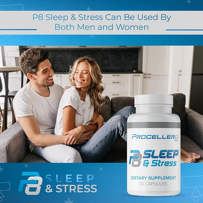 Sleep & Stress Supplement - with Affron® Spanish Saffron Extract, Ashwagandha, & Rhodiola Rosea - Improved Sleep- 30 Capsules